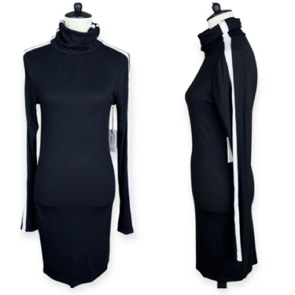 Splits59 Jackson Rib Turtleneck Dress Modal Stretch Bodycon Black Sz L NEW - Picture 10 of 10